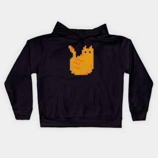 Cat Pixel Art - ginger dark Kids Hoodie